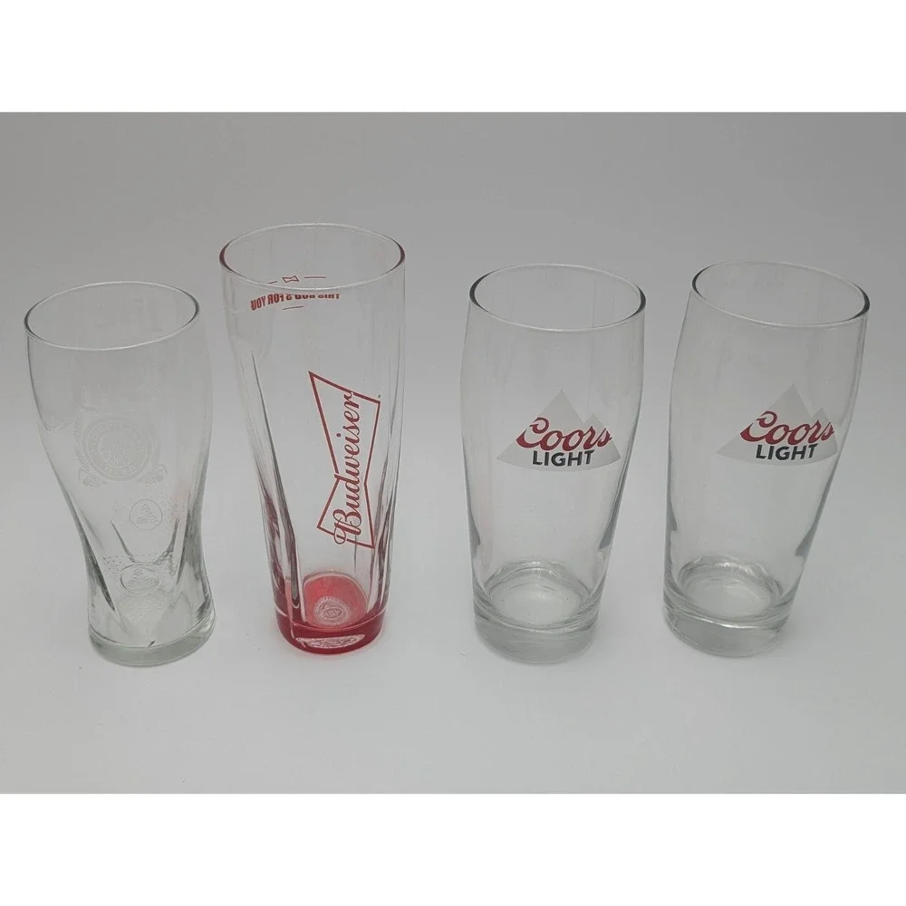 Beer Glass Mixed Lot Coors Light‎ Beer Pint Glass Budweiser Miller Lite Lot Of 4